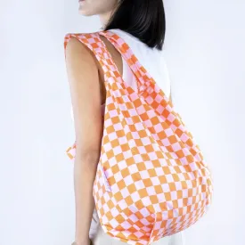 Reusable Grocery Bag | Pink & Orange Check