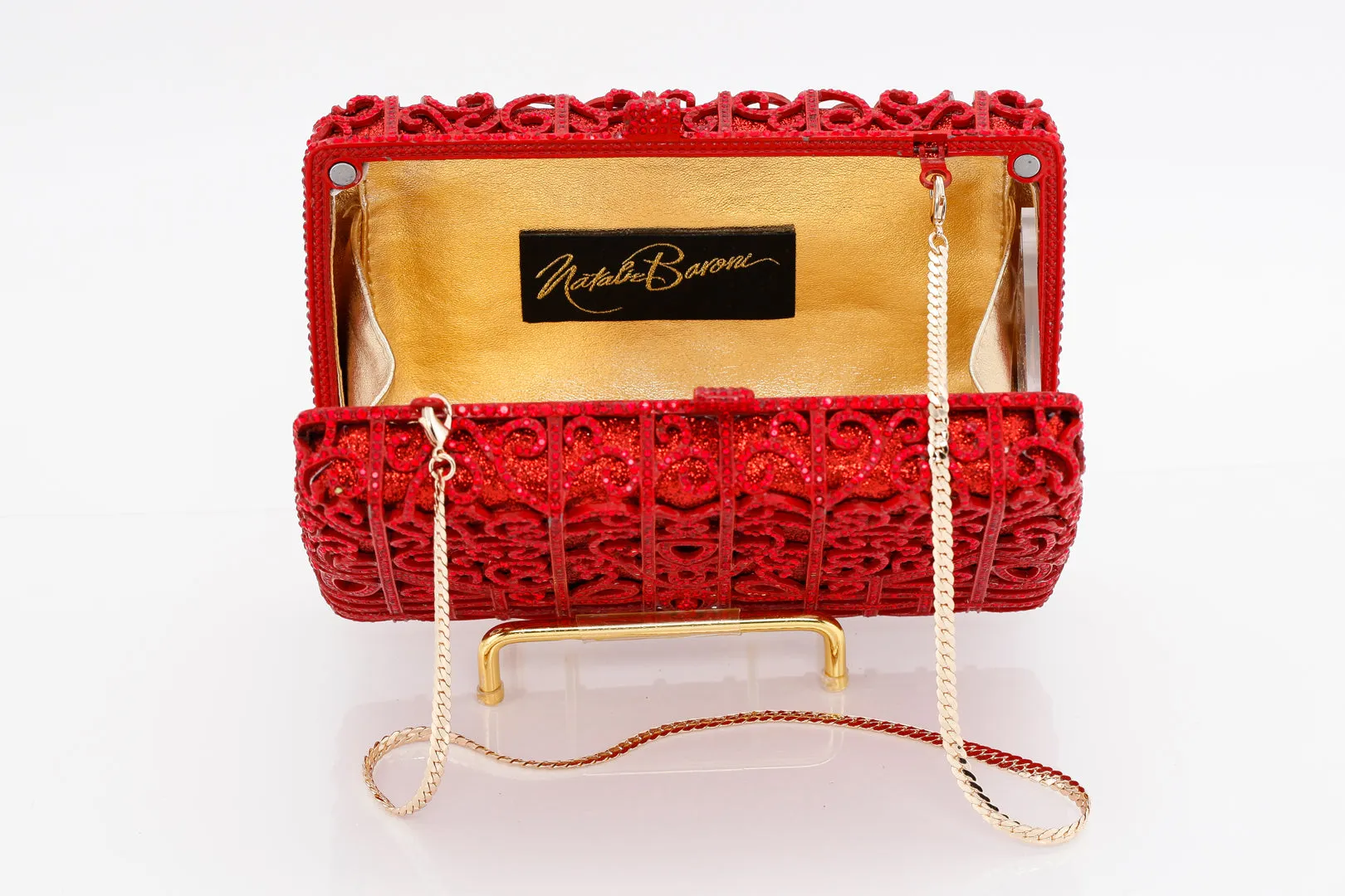 Ruby Jeweled Rectangular Evening Bag