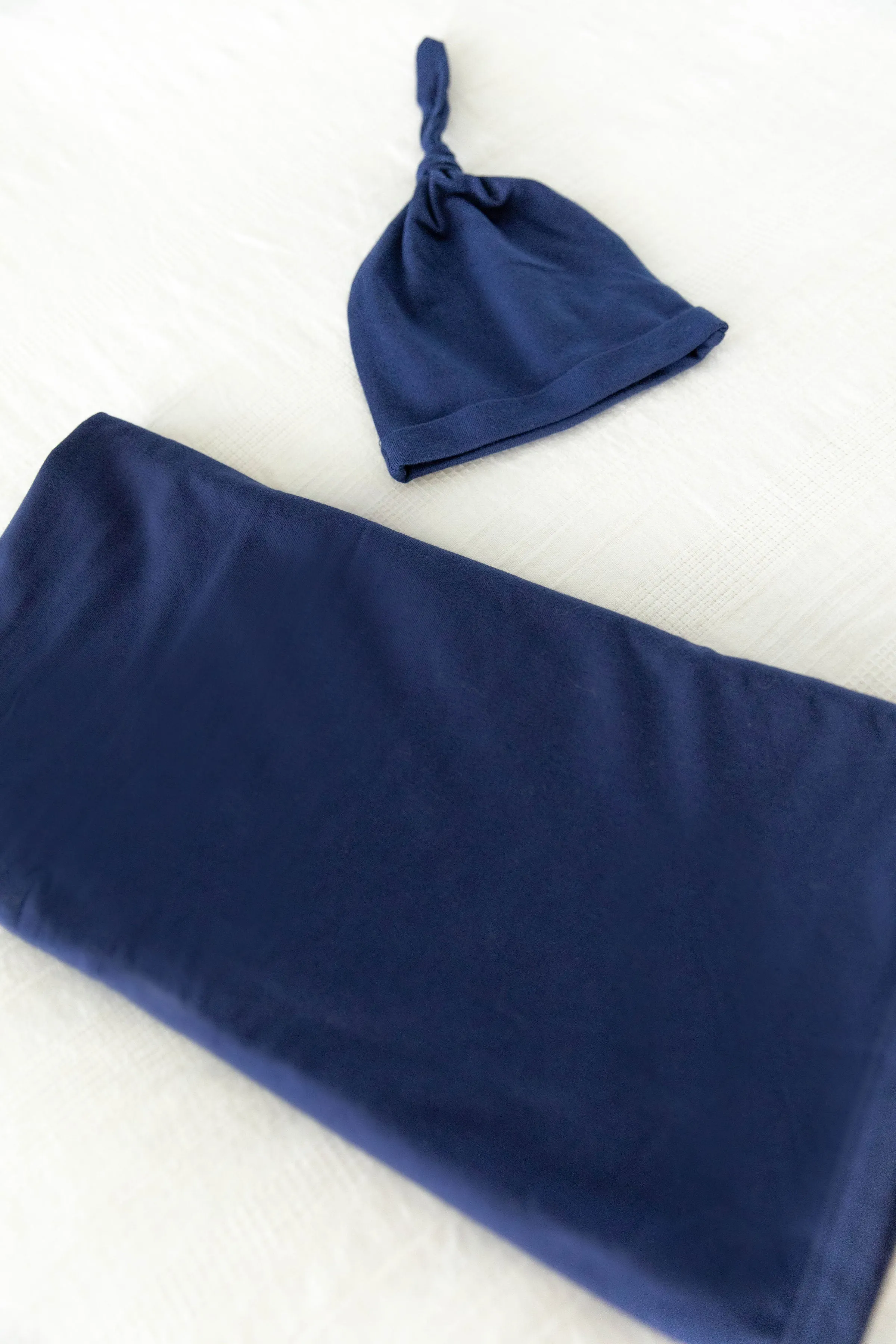 Serra Nursing Pajamas & Navy Blue Newborn Swaddle Blanket Set