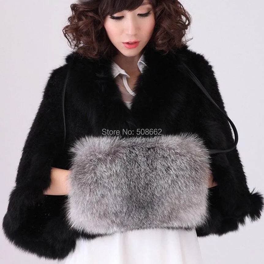 Shoulder Bag Real Fox Fur Bag Raccoon Fur Lamb Fur Handbag Totes FS14401