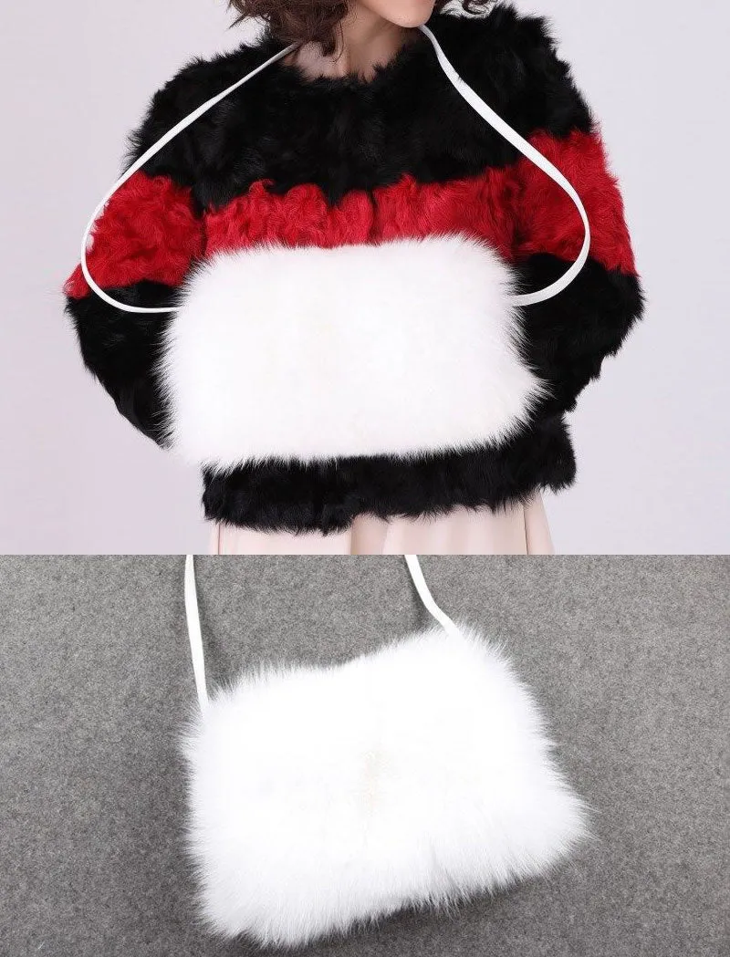 Shoulder Bag Real Fox Fur Bag Raccoon Fur Lamb Fur Handbag Totes FS14401