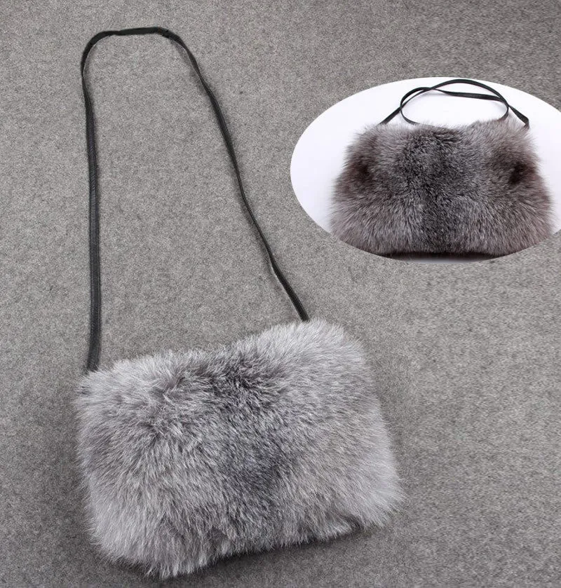 Shoulder Bag Real Fox Fur Bag Raccoon Fur Lamb Fur Handbag Totes FS14401