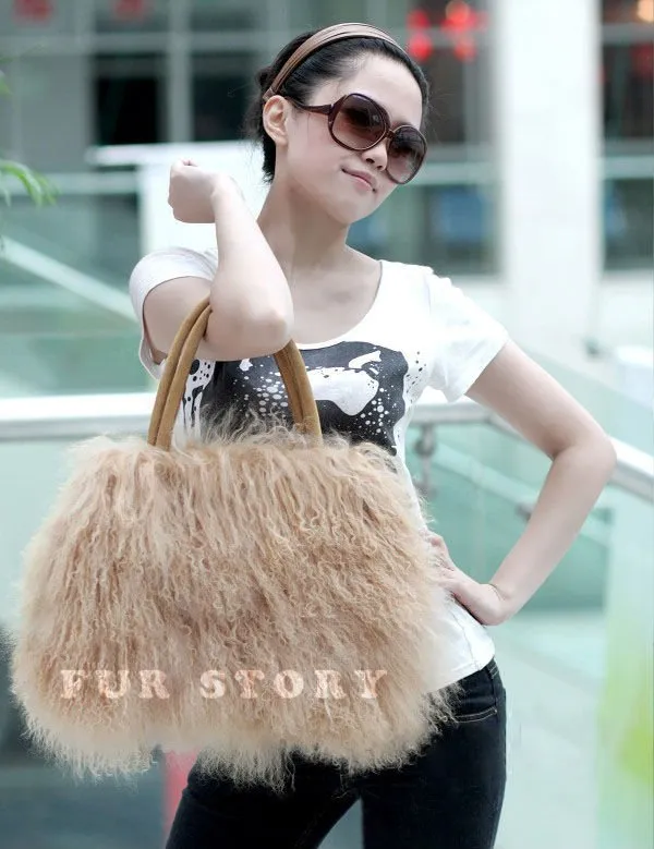 Shoulder Bag Real Fox Fur Bag Raccoon Fur Lamb Fur Handbag Totes FS14401