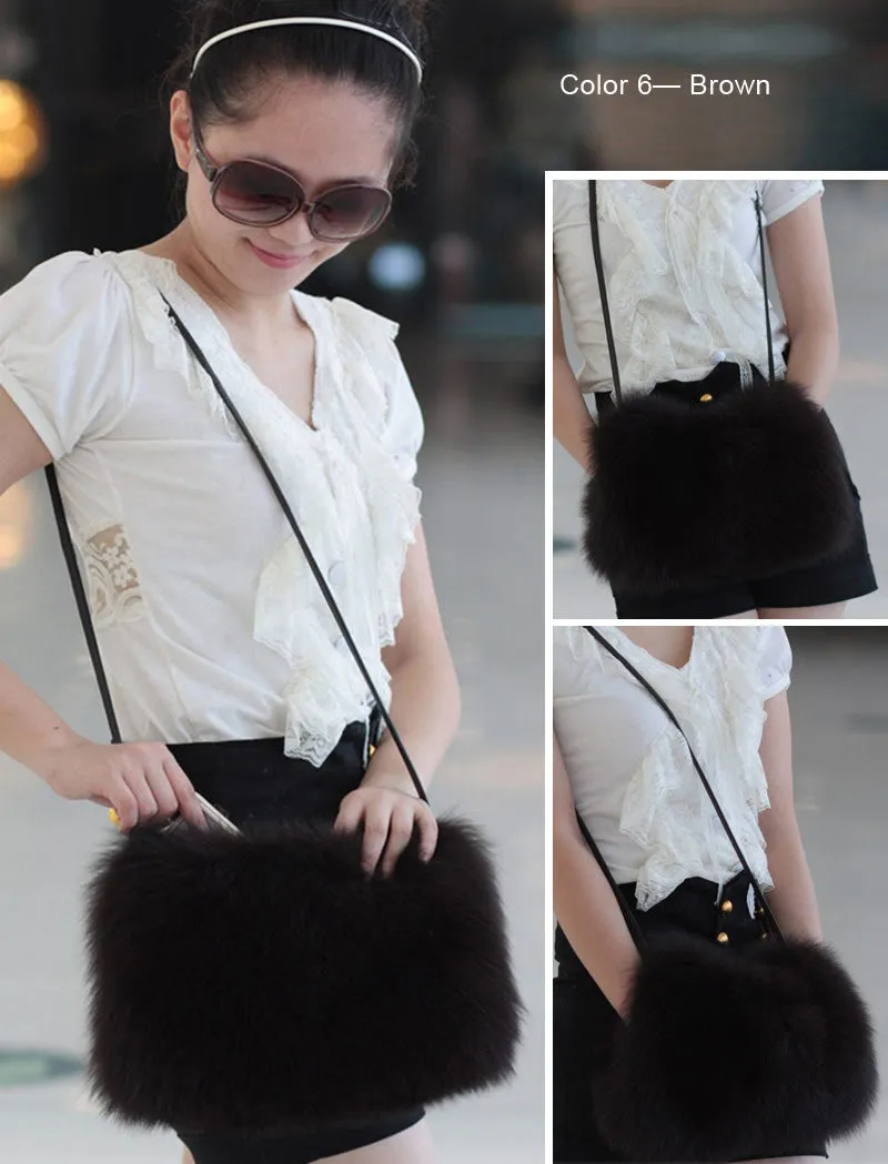 Shoulder Bag Real Fox Fur Bag Raccoon Fur Lamb Fur Handbag Totes FS14401