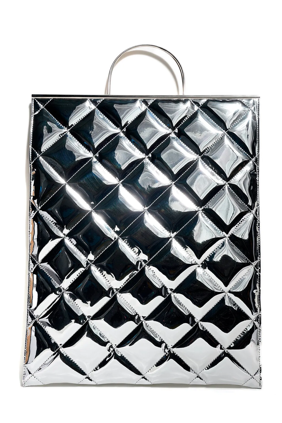 SILVER QUILTED SHOPPER