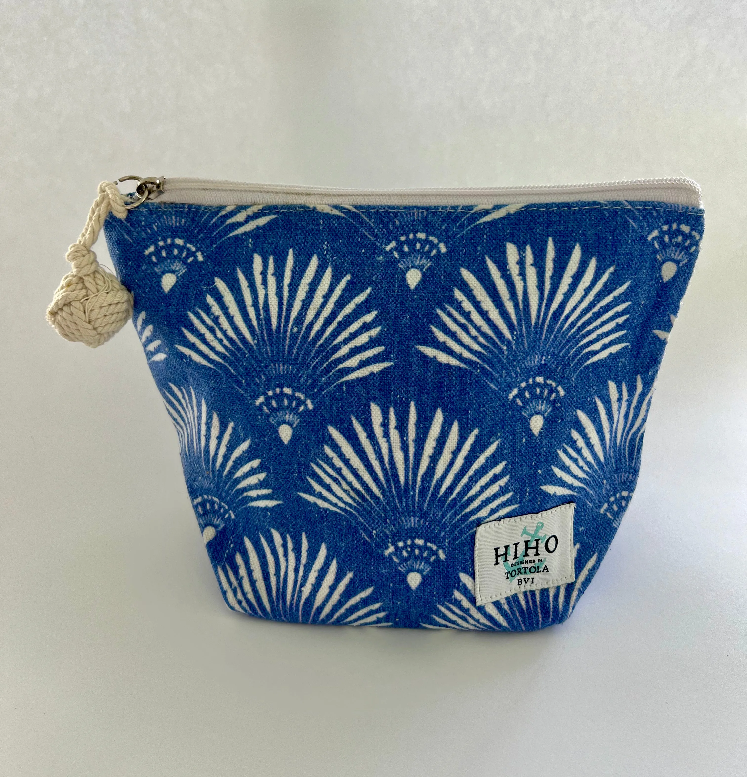 Small Zip Bag - Indigo Fan Print