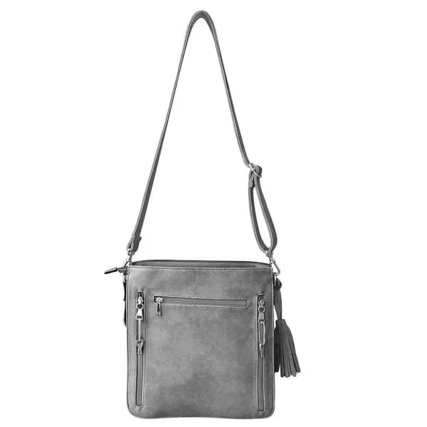 Stylish Leather Concealed Carry Satchel with Adjustable Shoulder Strap & Locking Zippers