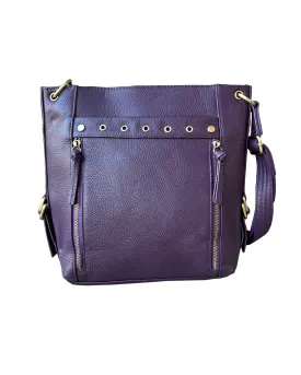 Stylish Leather Concealed Carry Satchel with Adjustable Shoulder Strap & Locking Zippers