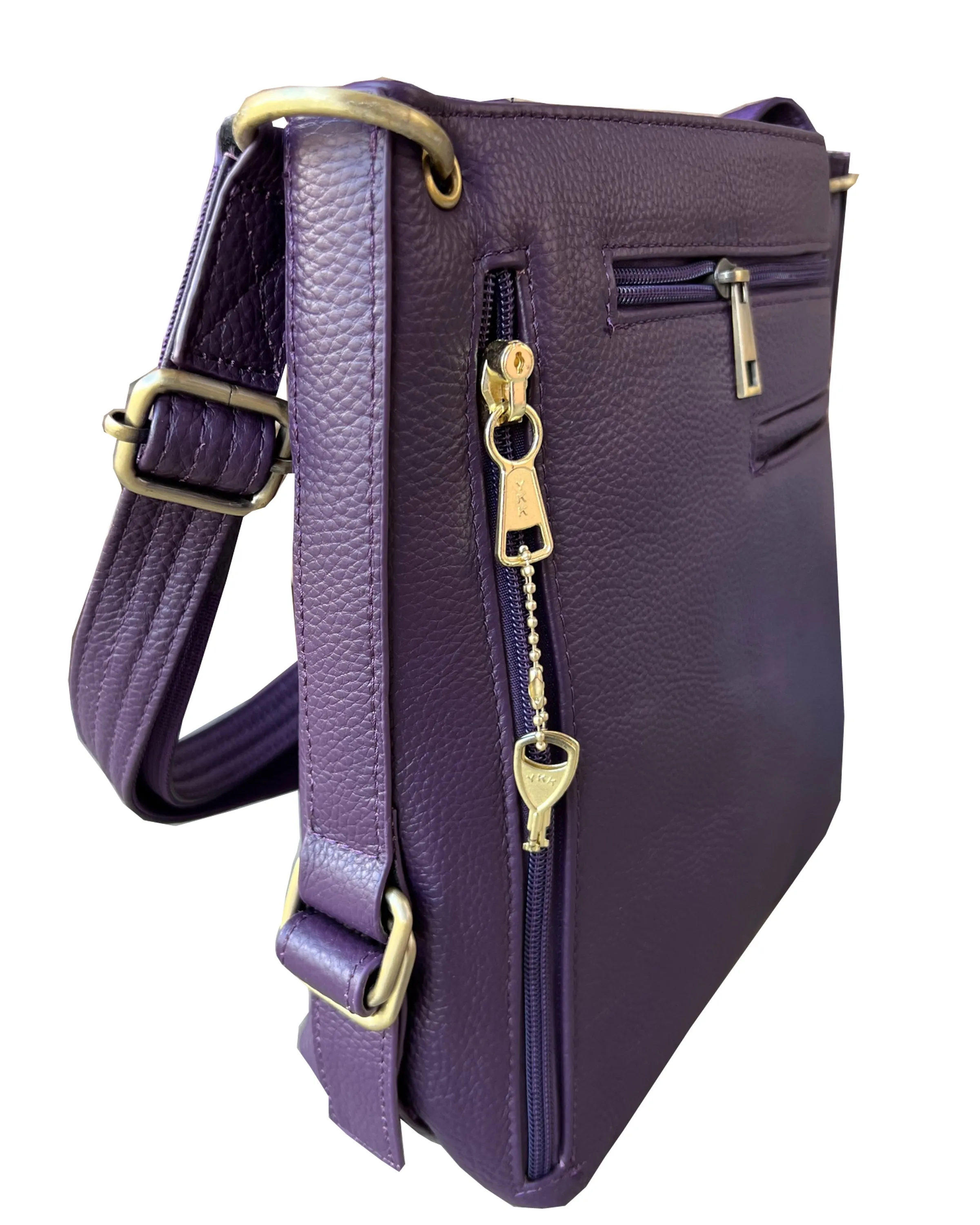 Stylish Leather Concealed Carry Satchel with Adjustable Shoulder Strap & Locking Zippers