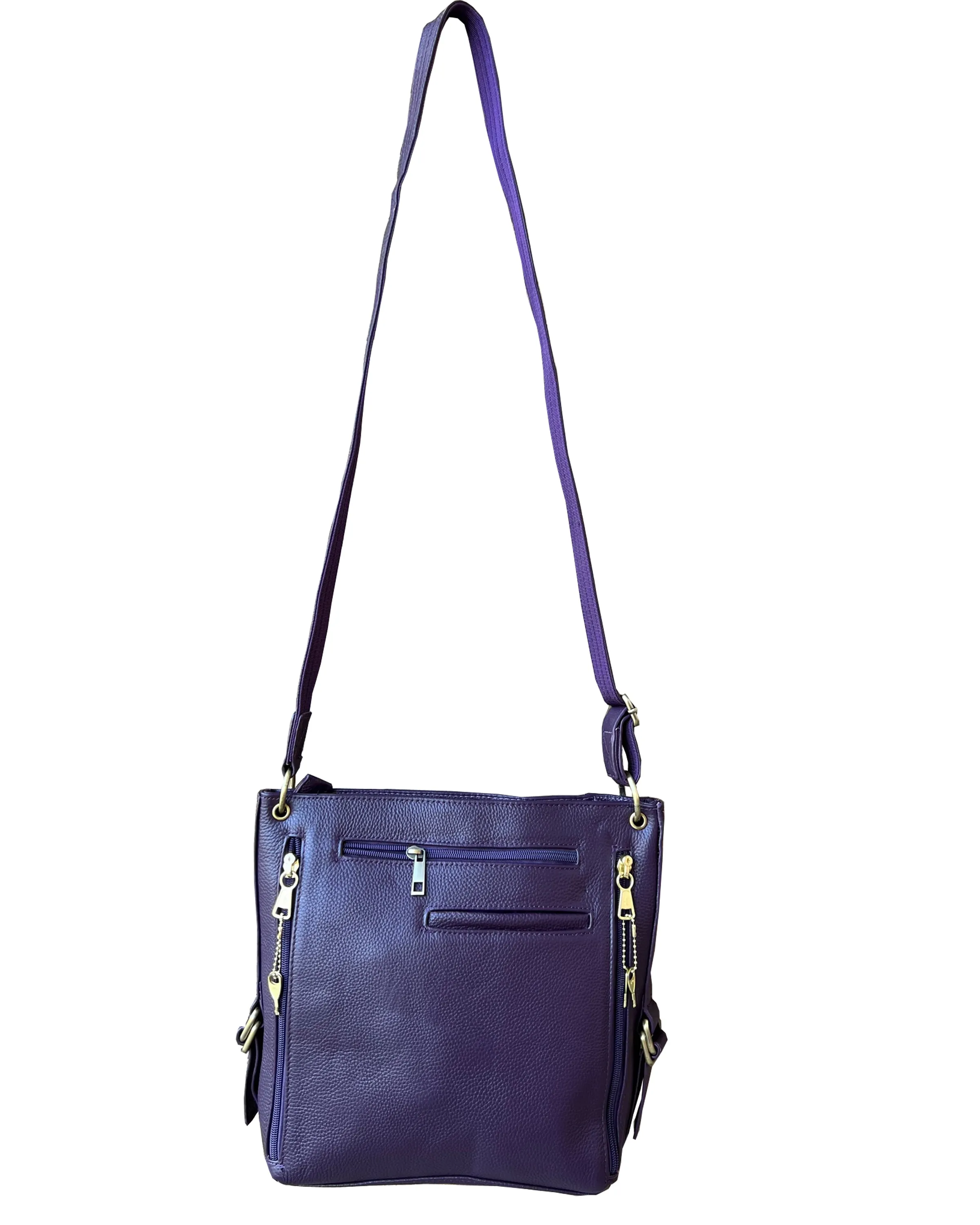 Stylish Leather Concealed Carry Satchel with Adjustable Shoulder Strap & Locking Zippers