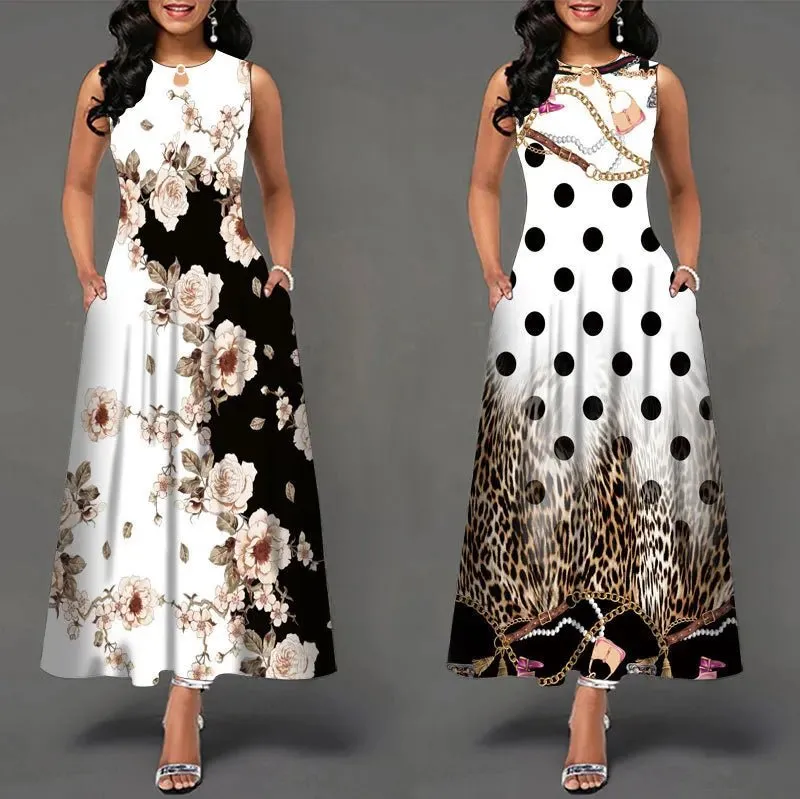 Summer Sleeveless Plus Size Women's Evening Dress - Bohemian Retro Casual Dresses