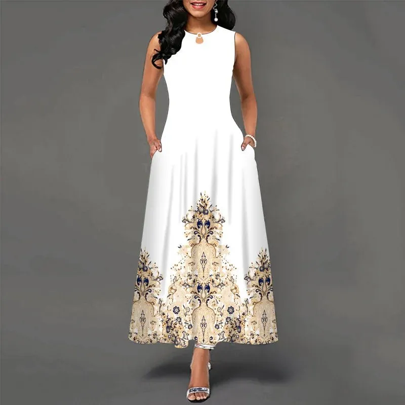 Summer Sleeveless Plus Size Women's Evening Dress - Bohemian Retro Casual Dresses