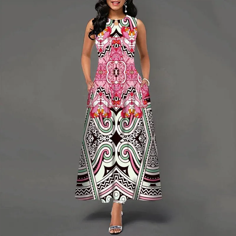 Summer Sleeveless Plus Size Women's Evening Dress - Bohemian Retro Casual Dresses