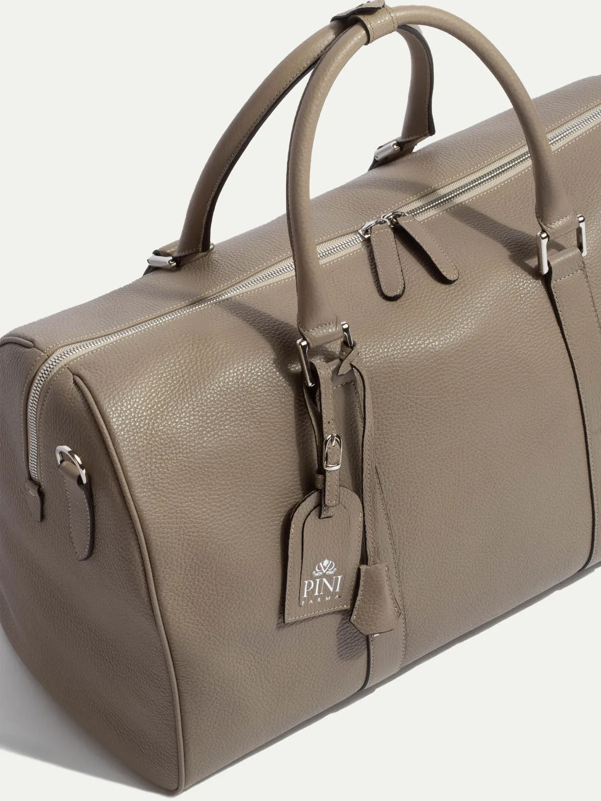 Taupe leather weekender bag - Made in Italy