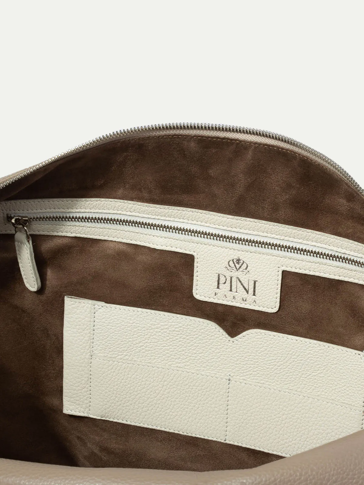 Taupe leather weekender bag - Made in Italy