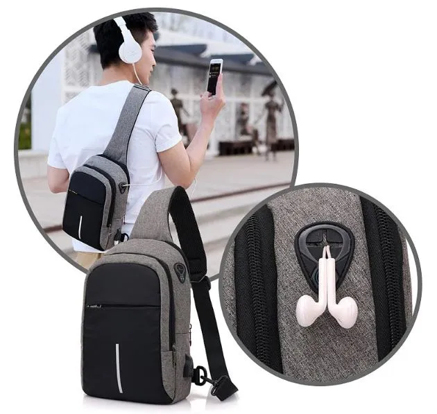 Usb crossbody charging port shoulder bag