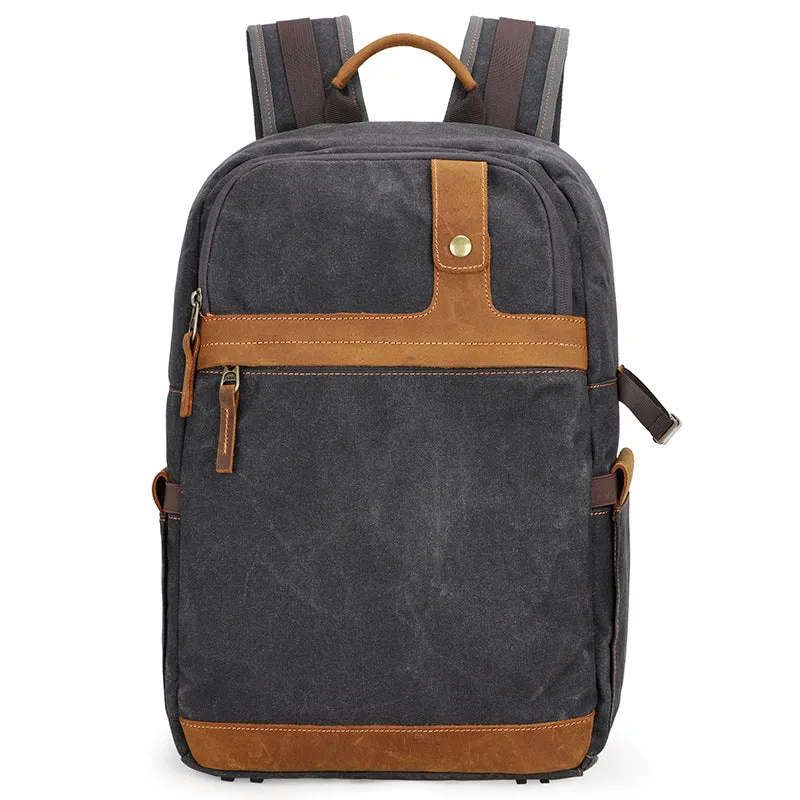 Waterproof Canvas Camera Backpack Waxed Canvas DSLR Camera Backpack Travel Backpack QSMD1383