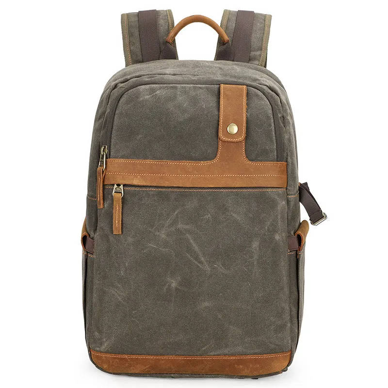 Waterproof Canvas Camera Backpack Waxed Canvas DSLR Camera Backpack Travel Backpack QSMD1383