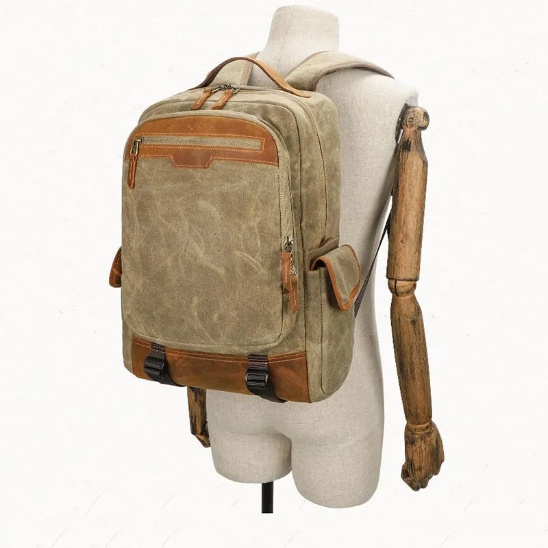 Waxed Canvas Camera Backpack Retro DSLR Camera Backpack Waterproof Laptop Backpack