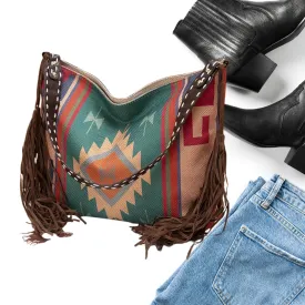 Western Tassel Tote Bag at Bling & Bloom's Boutique | Large Western Denim Shoulder Bag