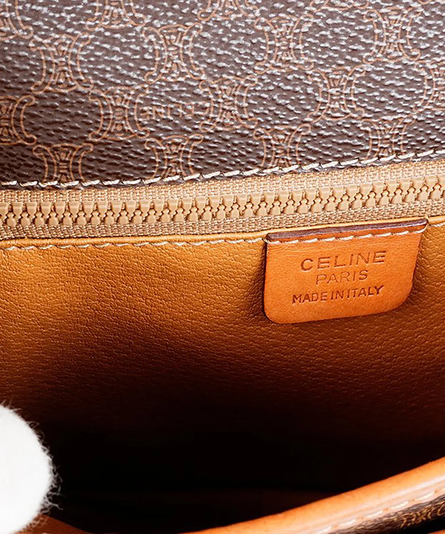 【WOMEN】CELINE マカダム柄フラップショルダーバッグ M92 ブラウン ヴィンテージ